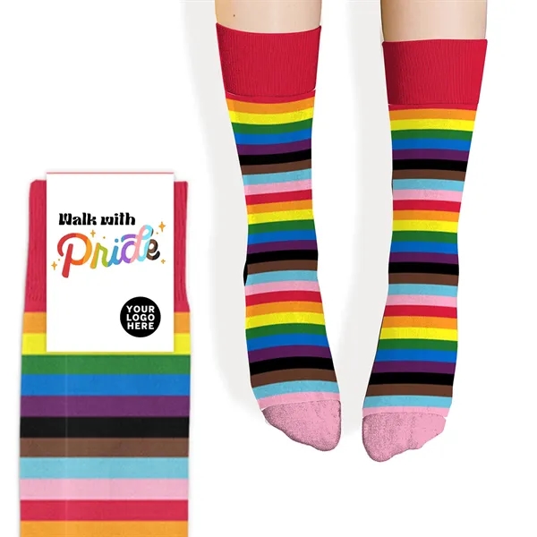 Get premium quality dress socks with pre-made Pride designs & Header... from ASI 88072 Sock Club Enterprises LLC