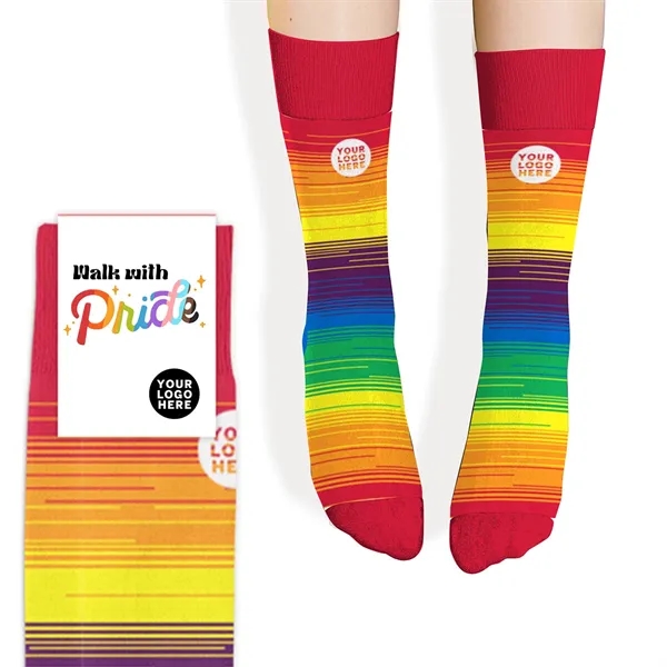 Get premium quality dress socks with pre-made Pride designs & Header... from ASI 88072 Sock Club Enterprises LLC