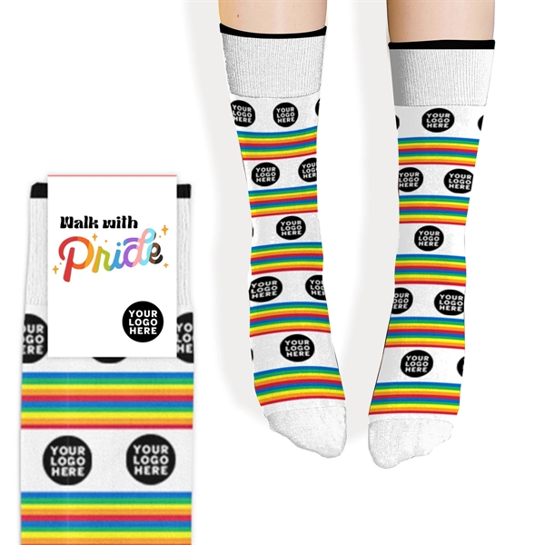Get premium quality dress socks with pre-made Pride designs & Header... from ASI 88072 Sock Club Enterprises LLC