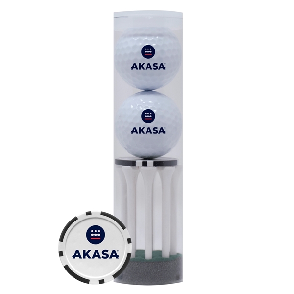 Two TaylorMade Distance Plus golf ball, eight 2 3/4" tees, and... from ASI 38120 Ball Pro / Diversified Quality Kitchenware