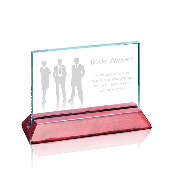 Jade glass horizontal award with rosewood base.... from ASI 84592 St Regis Group / Prestige Glass