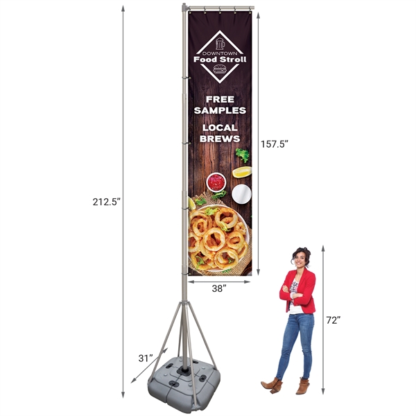 Giant flagpole kit including a single reverse 38" x 157.5" flag... from ASI 80228 Quinn