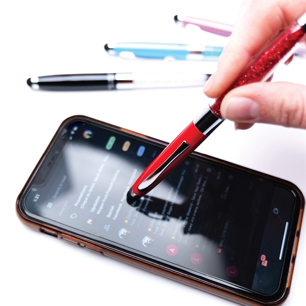 Colored Gemstone Pen, a twist action ballpoint pen with stylus, features... from ASI 98760 Yafa Line, Inc.