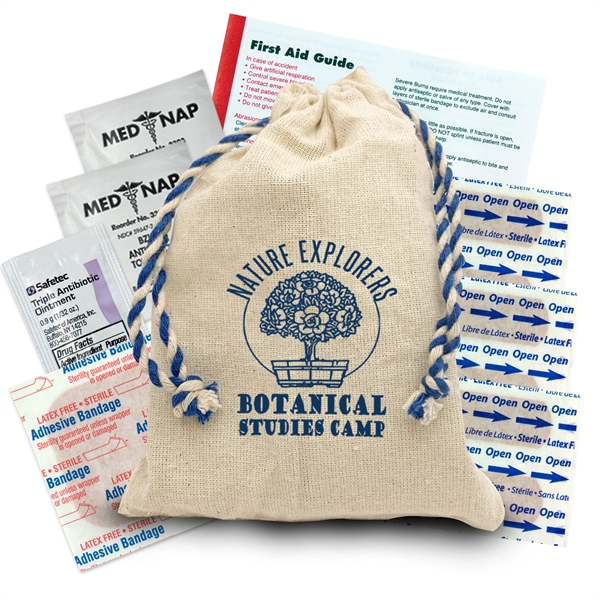 5 oz. Cotton. Natural Bag with Color Drawstrings Includes
First Aid Essentials... from ASI 40480 Koozie Group