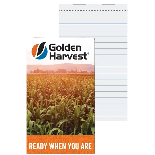 Top stapled memo book with front and back cover imprint.... from ASI 50873 Drum-Line / Drum-line Inc