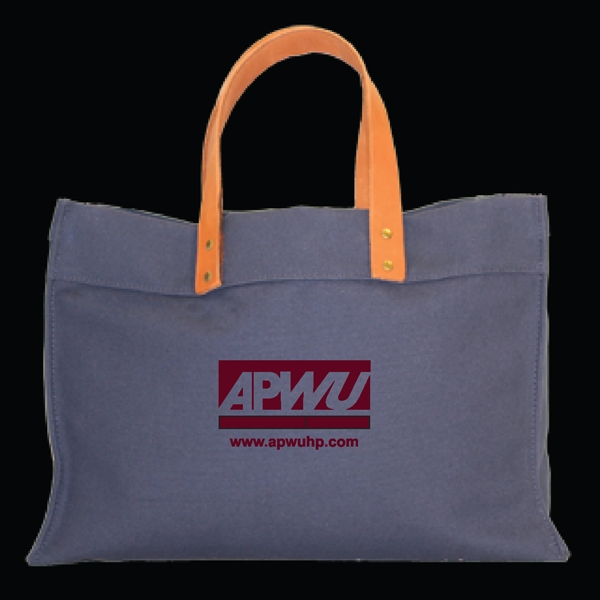 New York Tote With Leather Handles, 18 oz. Natural Cotton.... from ASI 88782 Sport Systems Custom Bag Corp / Sport Systems Custom Bag