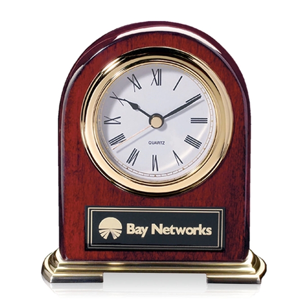 Arch shape rosewood clock with metal base and chrome /Gold accents.... from ASI 84592 St Regis Group