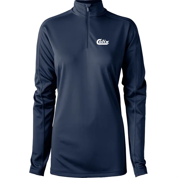 Women's quarter zip with UPF 30+ protection, zipper, and hemmed sleeves.... from ASI 57653 Gold Bond