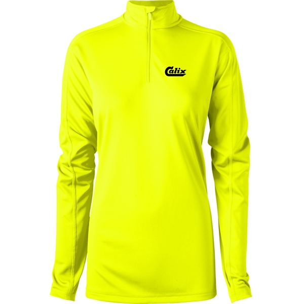 Women's quarter zip with UPF 30+ protection, zipper, and hemmed sleeves.... from ASI 57653 Gold Bond