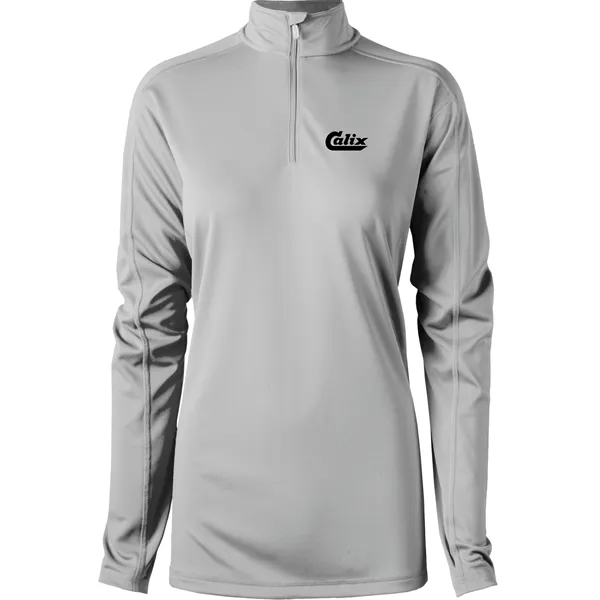 Women's quarter zip with UPF 30+ protection, zipper, and hemmed sleeves.... from ASI 57653 Gold Bond