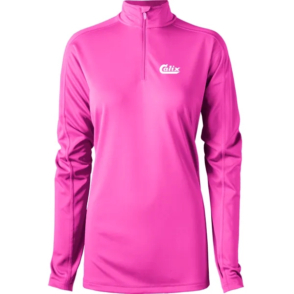 Women's quarter zip with UPF 30+ protection, zipper, and hemmed sleeves.... from ASI 57653 Gold Bond