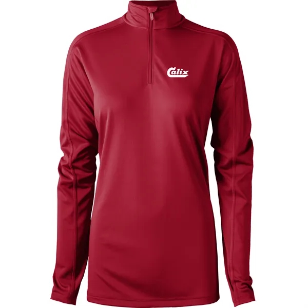 Women's quarter zip with UPF 30+ protection, zipper, and hemmed sleeves.... from ASI 57653 Gold Bond