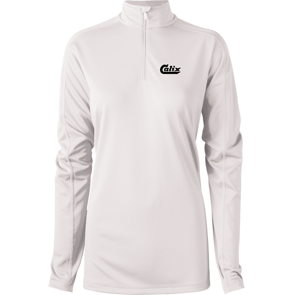 Women's quarter zip with UPF 30+ protection, zipper, and hemmed sleeves.... from ASI 57653 Gold Bond
