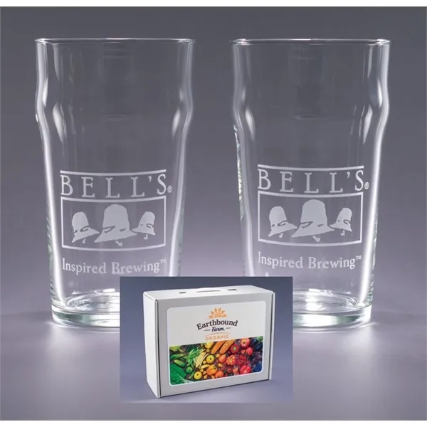 Set of two etched 20 oz. English Ale glasses in gift... from ASI 62985 J. Charles