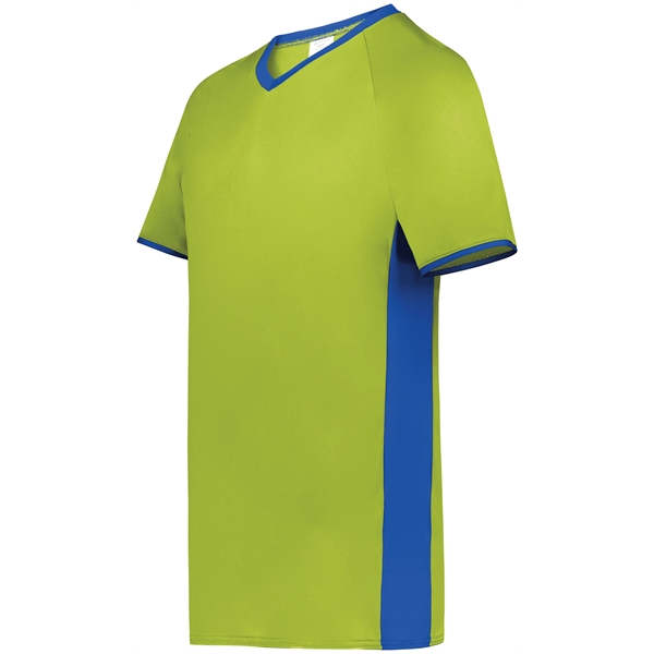Youth Cutter+ V-Neck Jersey with 96% polyester/4% spandex interlock smooth knit.... from ASI 37461 Augusta Sportswear