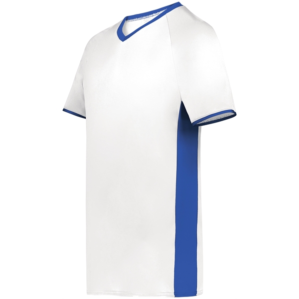 Youth Cutter+ V-Neck Jersey with 96% polyester/4% spandex interlock smooth knit.... from ASI 37461 Augusta Sportswear