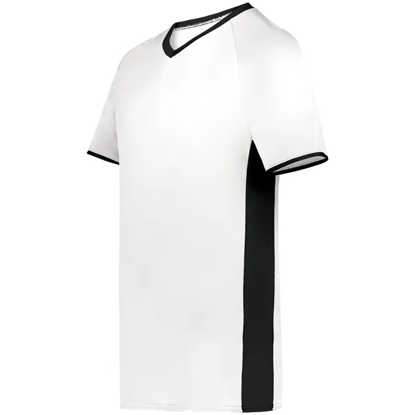 Youth Cutter+ V-Neck Jersey with 96% polyester/4% spandex interlock smooth knit.... from ASI 37461 Augusta Sportswear