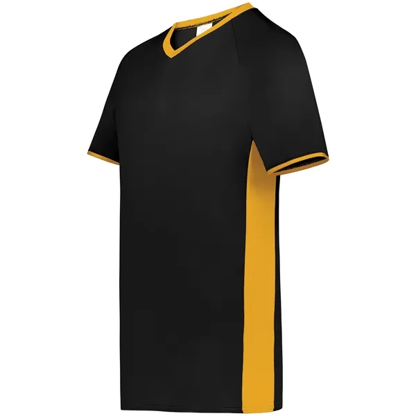 Youth Cutter+ V-Neck Jersey with 96% polyester/4% spandex interlock smooth knit.... from ASI 37461 Augusta Sportswear