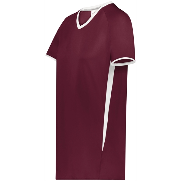 Girls Cutter+ V-Neck Jersey with moisture wicking 96% polyester/4% spandex interlock... from ASI 37461 Augusta Sportswear