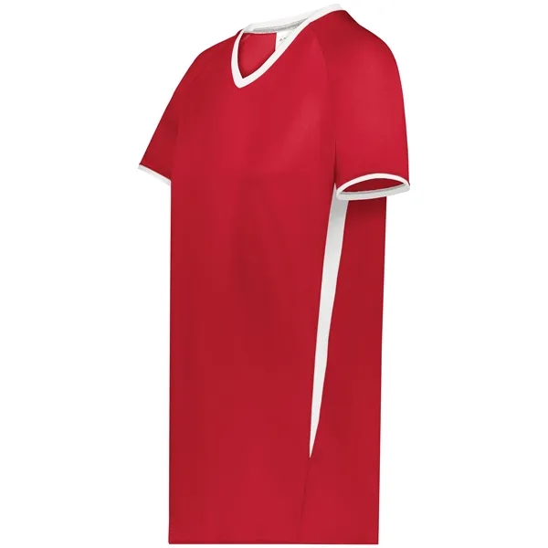 Girls Cutter+ V-Neck Jersey with moisture wicking 96% polyester/4% spandex interlock... from ASI 37461 Augusta Sportswear