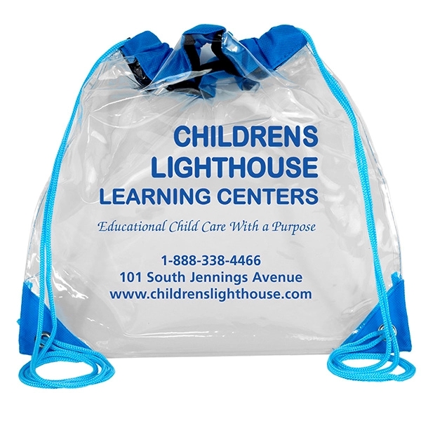 Stadium friendly clear vinyl backpack with cinch closure.... from ASI 62660 Innovation Line