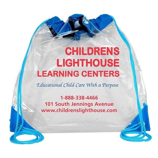 Stadium friendly clear vinyl backpack with cinch closure.... from ASI 62660 Innovation Line