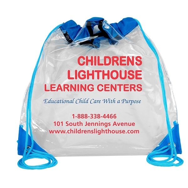 Stadium friendly clear vinyl backpack with cinch closure.... from ASI 62660 Innovation Line