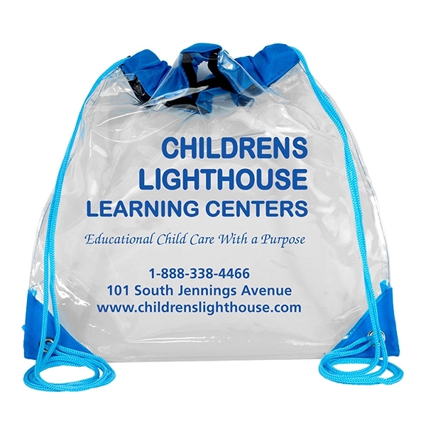 Stadium friendly clear vinyl backpack with cinch closure.... from ASI 62660 Innovation Line
