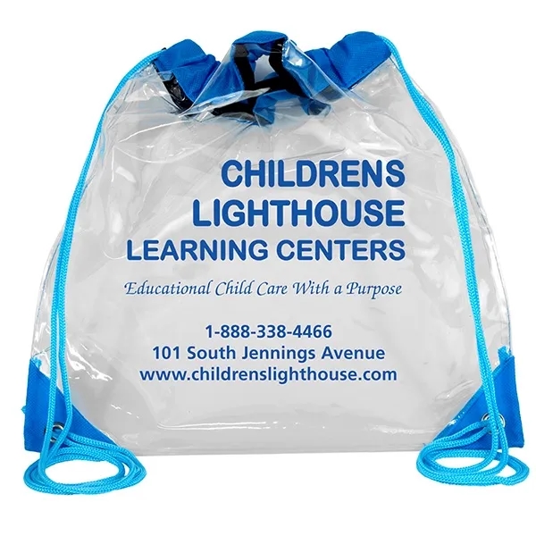 Stadium friendly clear vinyl backpack with cinch closure.... from ASI 62660 Innovation Line
