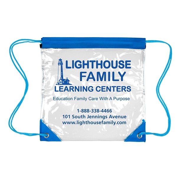 Stadium friendly clear vinyl backpack with cinch closure.... from ASI 62660 Innovation Line