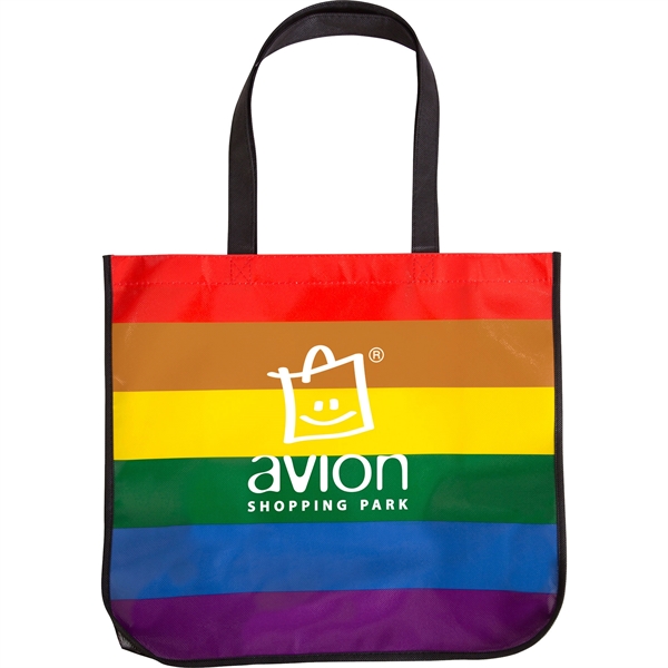 This tote rainbow bag is made with durable 120 gram non-woven... from ASI 61966 HPG / Beacon Promotions