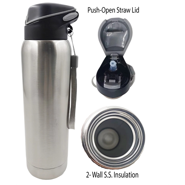 16 Oz. Double Wall Stainless Steel Vacuum Insulated Bottle w/ Straw... from ASI 36988 Artek USA Inc / ARTEK