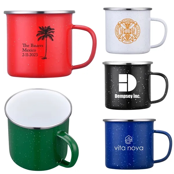 16 Oz stainless steel campfire mug with speckled retro enameled finish... from ASI 79535 Primetime / Primetime