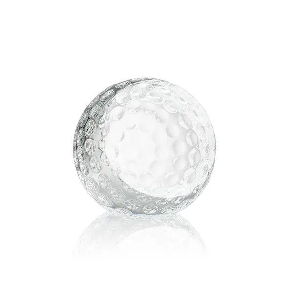 Optically clear golf ball paperweight with golf ball divots for authenticity.... from ASI 84592 St Regis Group