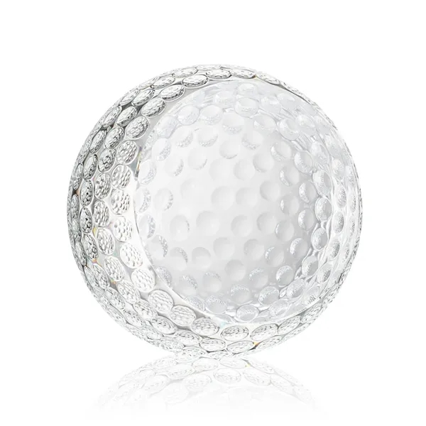 Optically clear golf ball paperweight with golf ball divots for authenticity.... from ASI 84592 St Regis Group