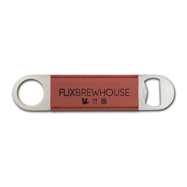 Bottle opener made of leatherette material.... from ASI 59080 Halls & Company
