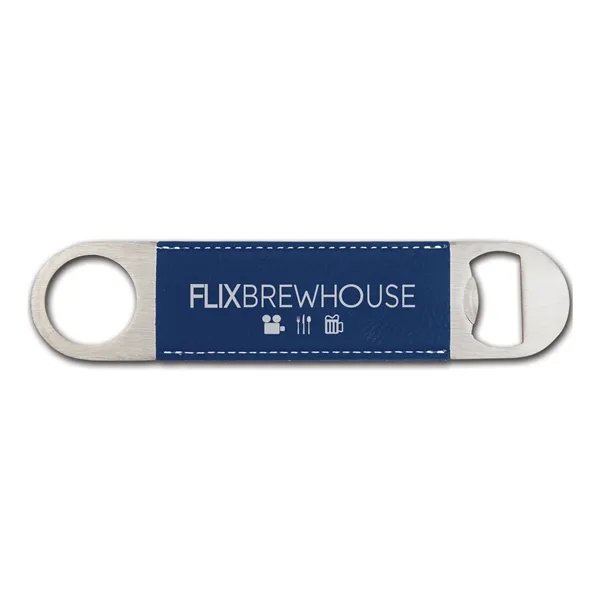 Bottle opener made of leatherette material.... from ASI 59080 Halls & Company