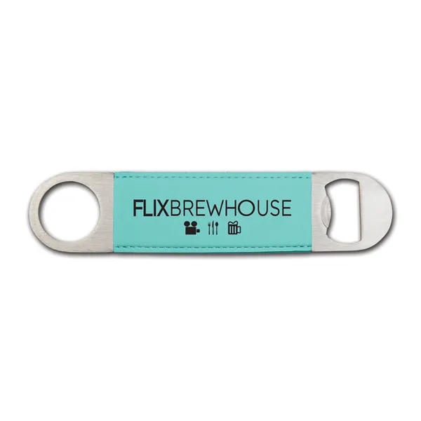 Bottle opener made of leatherette material.... from ASI 59080 Halls & Company