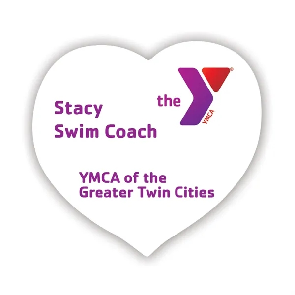 Heart-shaped name badge with a 153-EZ pin fastener.... from ASI 59080 Halls & Company