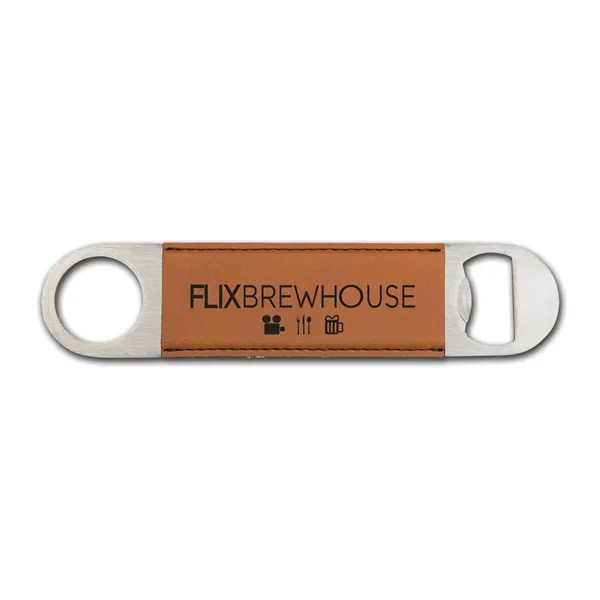 Bottle opener made of leatherette material.... from ASI 59080 Halls & Company