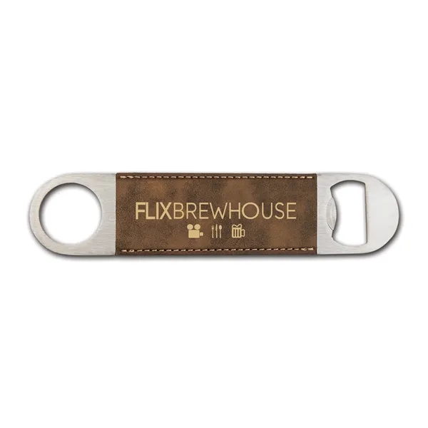 Bottle opener made of leatherette material.... from ASI 59080 Halls & Company