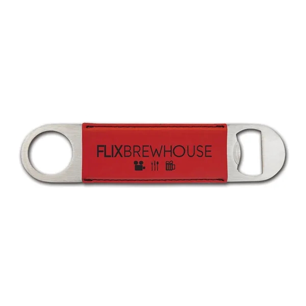 Bottle opener made of leatherette material.... from ASI 59080 Halls & Company