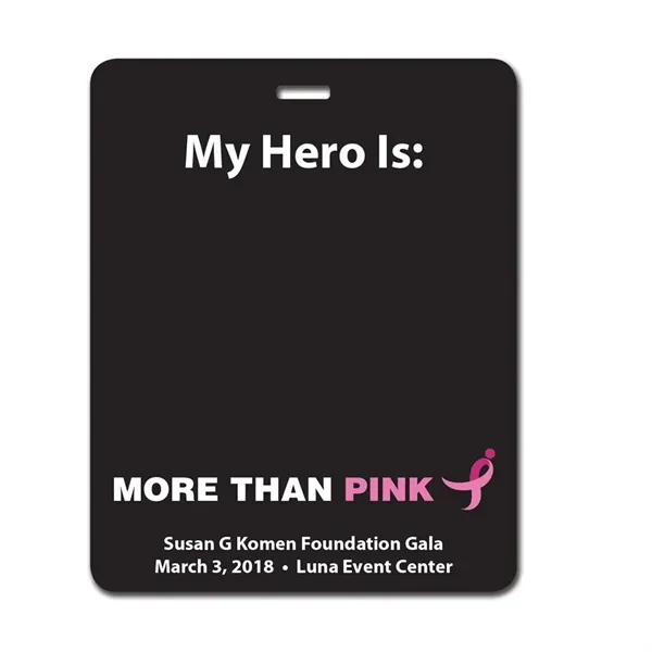 Poly blackboard or whiteboard write-on badge with pinback closure.... from ASI 59080 Halls & Company