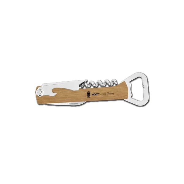 Leatherette wine bottle opener with a corkscrew, foil knife and boot... from ASI 59080 Halls & Company