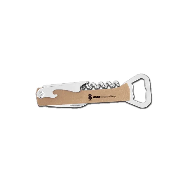 Leatherette wine bottle opener with a corkscrew, foil knife and boot... from ASI 59080 Halls & Company