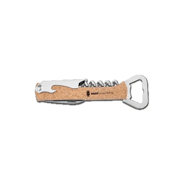 Leatherette wine bottle opener with a corkscrew, foil knife and boot... from ASI 59080 Halls & Company