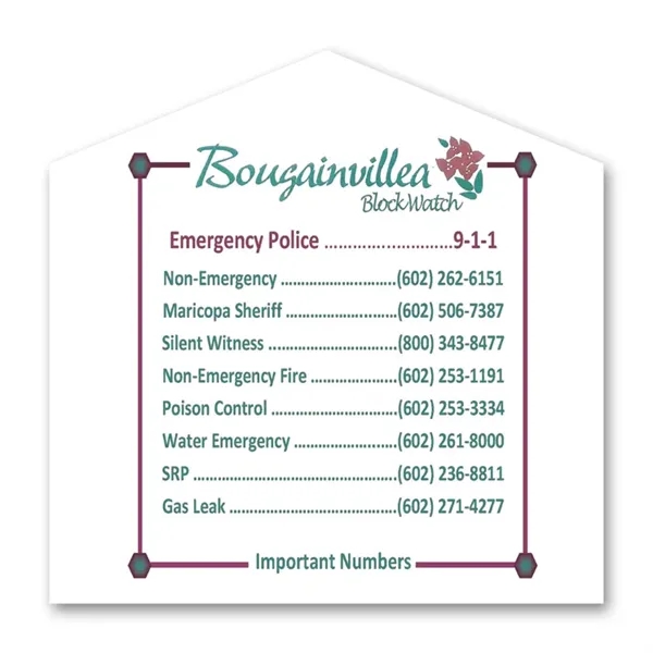 3.5" x 3.5" house-shaped vinyl label with calendar and permanent adhesive... from ASI 59080 Halls & Company