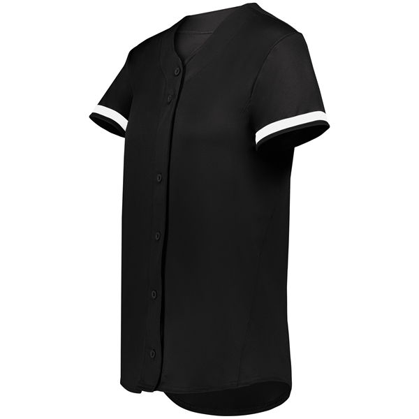Ladies Cutter+ Full Button Softball Jersey with moisture-wicking 96% polyester/4% spandex... from ASI 37461 Augusta Sportswear