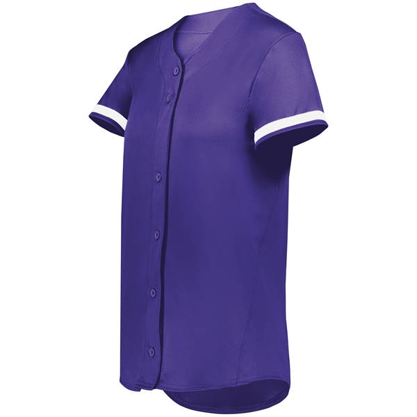 Ladies Cutter+ Full Button Softball Jersey with moisture-wicking 96% polyester/4% spandex... from ASI 37461 Augusta Sportswear