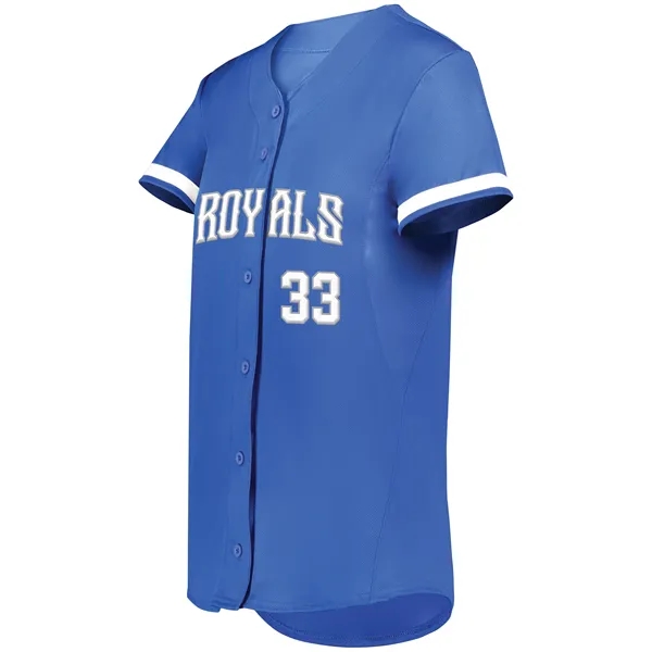 Ladies Cutter+ Full Button Softball Jersey with moisture-wicking 96% polyester/4% spandex... from ASI 37461 Augusta Sportswear